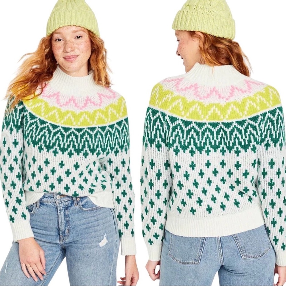 Old Navy Fair Isle Mock-Neck Sweater Medium